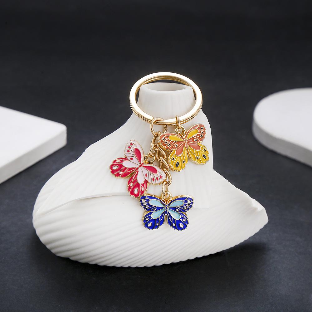 Enamel Butterfly Keychain Pendant - Yellow/Pink/Blue (Unisex)