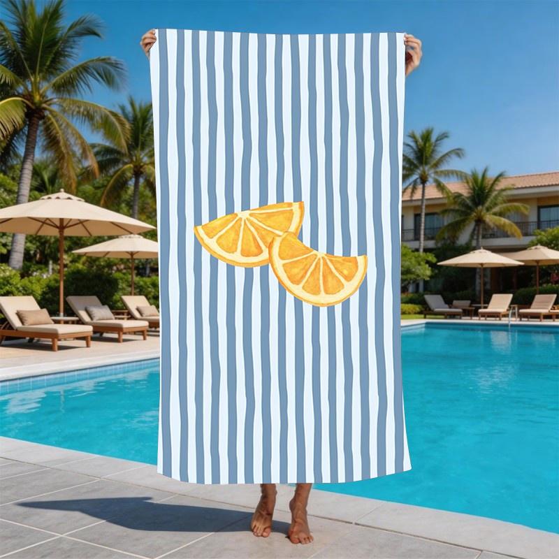 Mediterranean Retro Lemon Microfiber Beach Towel Oversized Extra Large Sand Free Pool Towels Quick Dry Super Absorbent Swim