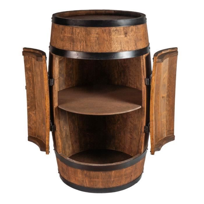 Casier à Vin – Creative Cooper – Tonneau En Bois avec des portes, Meuble Rangement Bouteille Alcool, 80x50 cm, Wenge