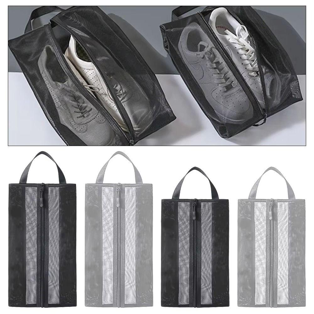 2Pcs Zipper Closure Travel Shoe Bags Breathable Sneaker Carrier Pack Portable Shoes Organizer  Beach