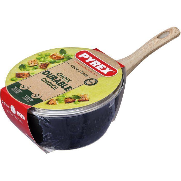 Casserole avec couvercle - PYREX - Cook & Care - 20 cm - Anti-adhérent - Induction - Sans PFAS