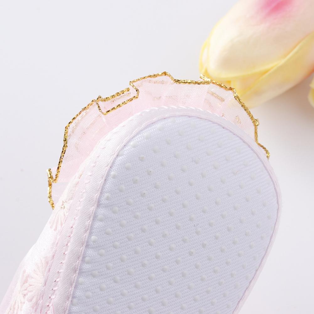 Boty pro novorozence Křest Holčička Krajkové Boty Batole Prewalker Roztomilé dětské měkké boty pro 0-18M s gumičkou do vlasů