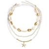 Shell Necklace Set Ocean Beach Wind Cover Chain Bohemian White Rice Bead Clavicle Chain