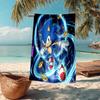 Ultra-Soft Beach Towel with Sonic Theme,Ideal for Pool - Camping, Diving - Perfect Travel Essential, Vibrant Beach Towel.