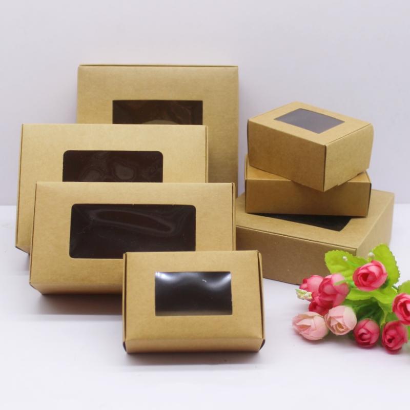 10 pcs various sizes of white/kraft paper boxes, used for holiday gift candy packaging, jewelry packaging