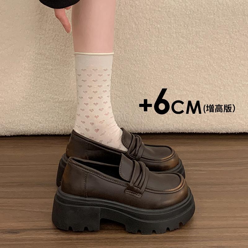 2026 New Spring Women Chunky Loafers Shoes Concise Shallow Slip On Shoes Comfort Thick Bottom Leather Pumps 35 коричневый 3740₽