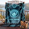 Flannel Blanket Manchester City Print Custom Name Text Soft Throw for Sofa Bed