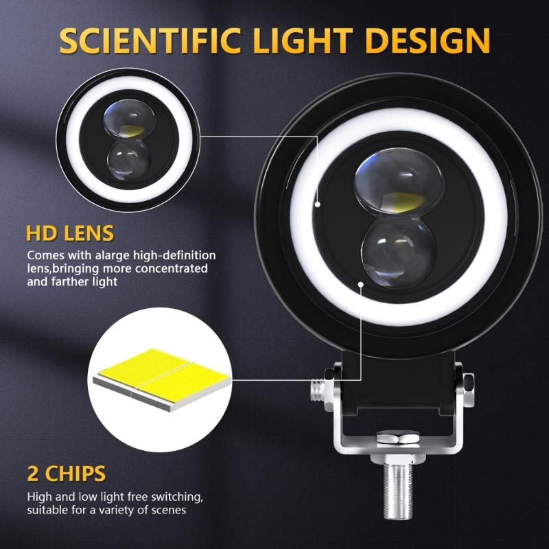 LED Motorcycle Scooter Car Headlight Working Spot Light Universal Fog Lamp High-brightness Driving Lamp 9-30V Waterproof
