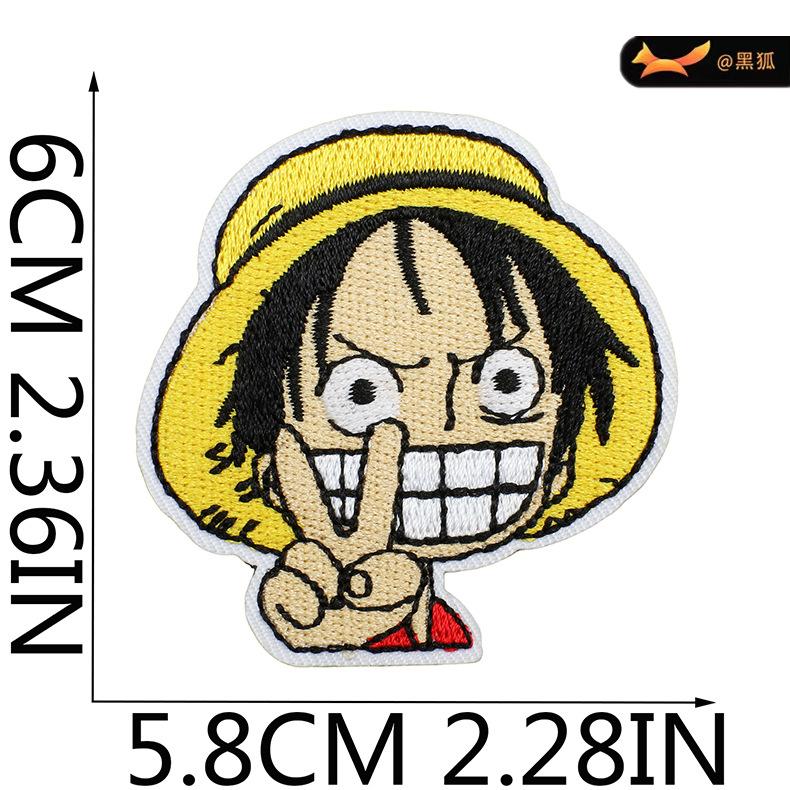 Black Fox Cartoon Animation Character Embroidery Cloth Sticker Japanese One Piece Patch Computer Embroidery Sticker