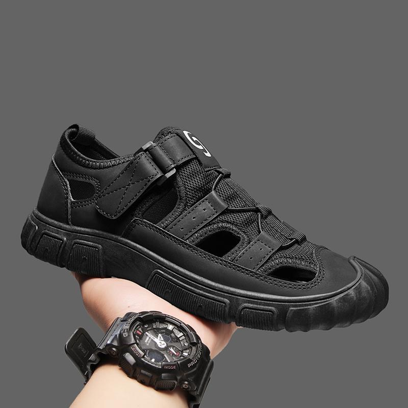 Outdoor Men's Summer Mesh Sandals, Non Slip Hiking Travel Hiking Shoes Men's Roman Shoes Beach Wading Shoes Casual Sports Shoes
