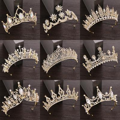 Strass Kristall Tiara Krone Hochzeit Haar Zubehör Braut Tiara Haar Krone Hochzeit Haar Schmuck Kristall Tiara Golden Diadem