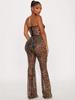 Sexy Leopard Print Tube Top Set Women's 2 Piece Outfit with Bra Pads Strapless Bodycon Club Wear