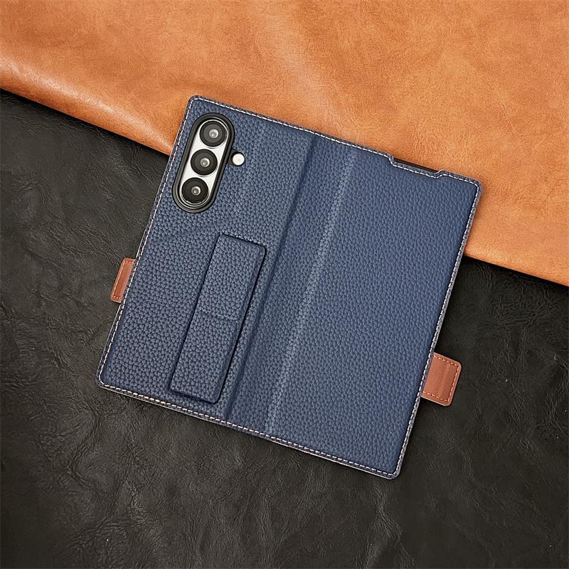 For Samsung Galaxy Z Fold 7 6 5 4 3 5G Luxury PU Leather Wallet Card Holder Phone Case With Screen Protect Film Shockproof Cover