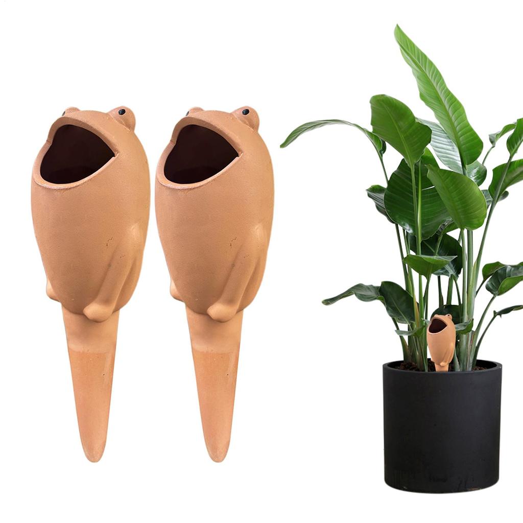 2pcs Cute Red Clay Self-Watering Spikes Ceramic Adjustable Gardening Irrigation System Outdoor Automatic Plants Waterer