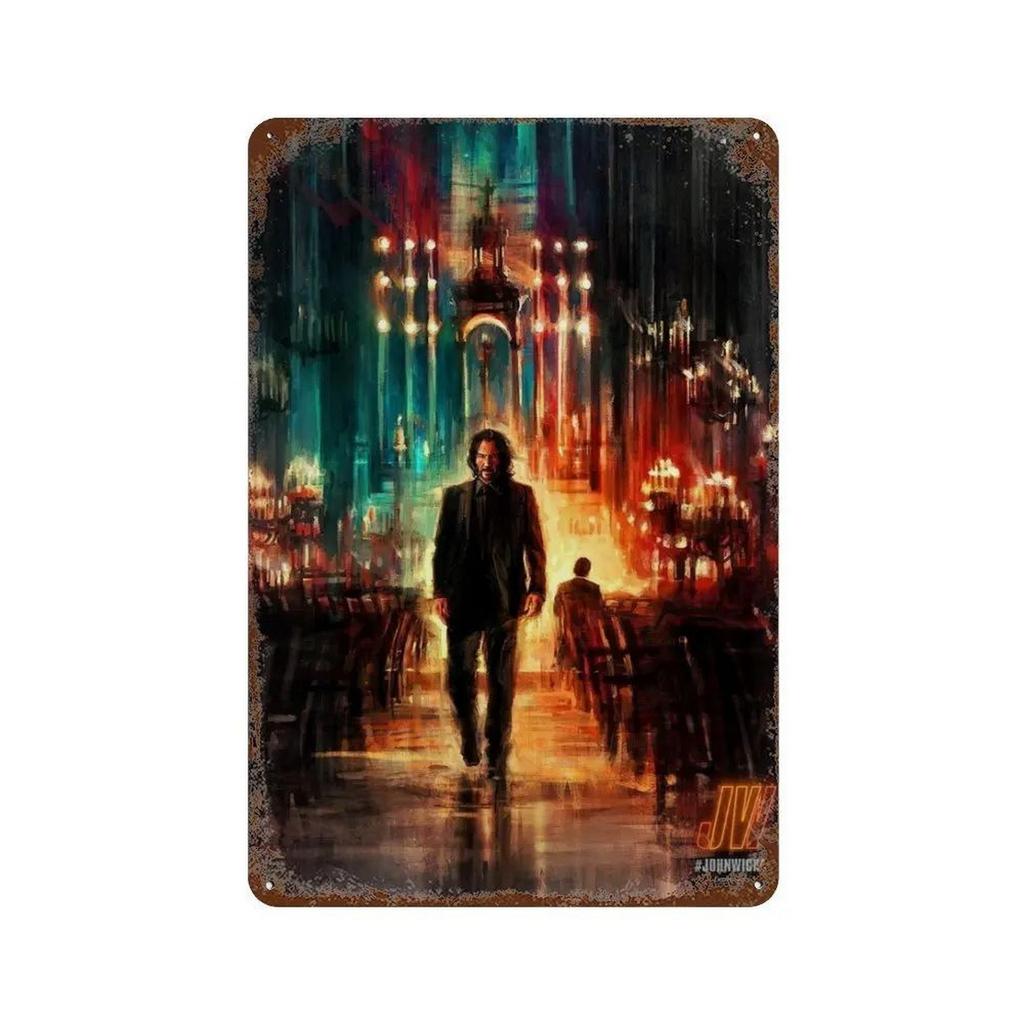 John Wick Movie Series Metal Tin Sign Retro Keanu Reeves Iron Painting Wall Art Vintage Action Film Poster Decorative Plaque f