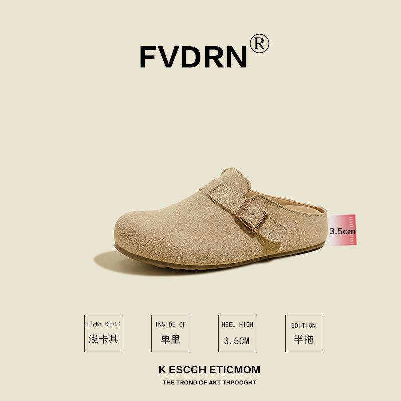 

Versatile leather cork bag head slippers women s spring and autumn new casual retro lazy half drag 40 світлого кольору хакі