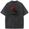 Men's Environmental Art Washed T-Shirt Cotton Vintage Bleached Tshirt Tops Casual Loose Bleach T shirt