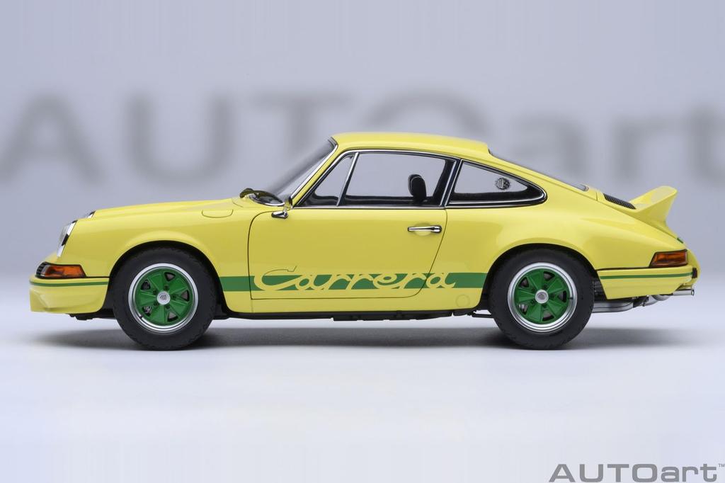 AUTOart Scale Porsche 911 Carrera RS Yellow with Green Finished Product 78033 1/18 2.7 (Light Stripes)