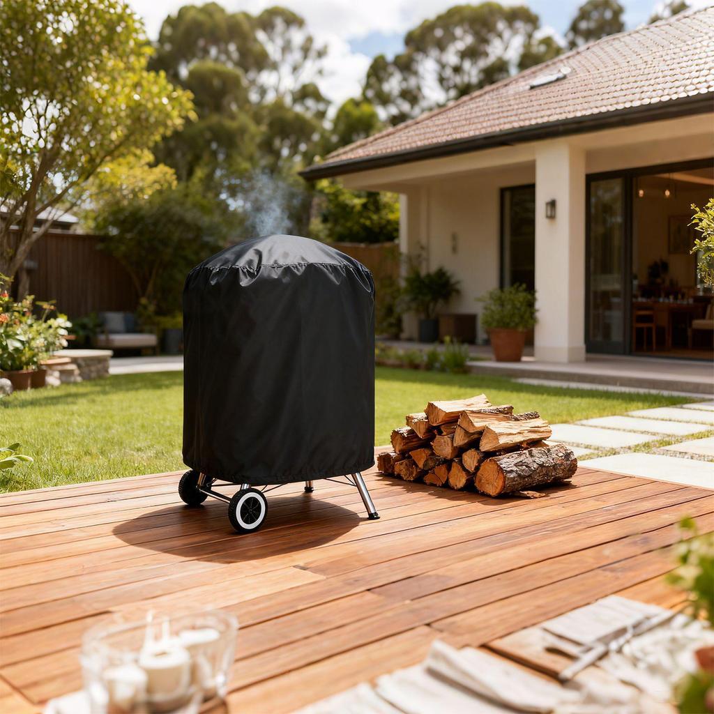 Round Waterproof Outdoor BBQ Grill & Fire Pit Cover