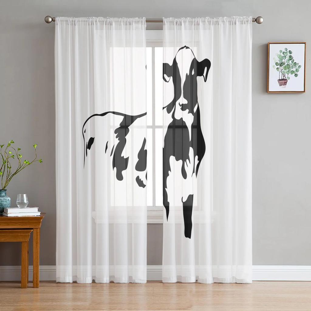 Summer Cactus Cow Skull Retro Chiffon Curtains Living Room Bedroom Home Decoration Window Voiles Tulle Curtain Sheer Made Of Polyester Area Decor