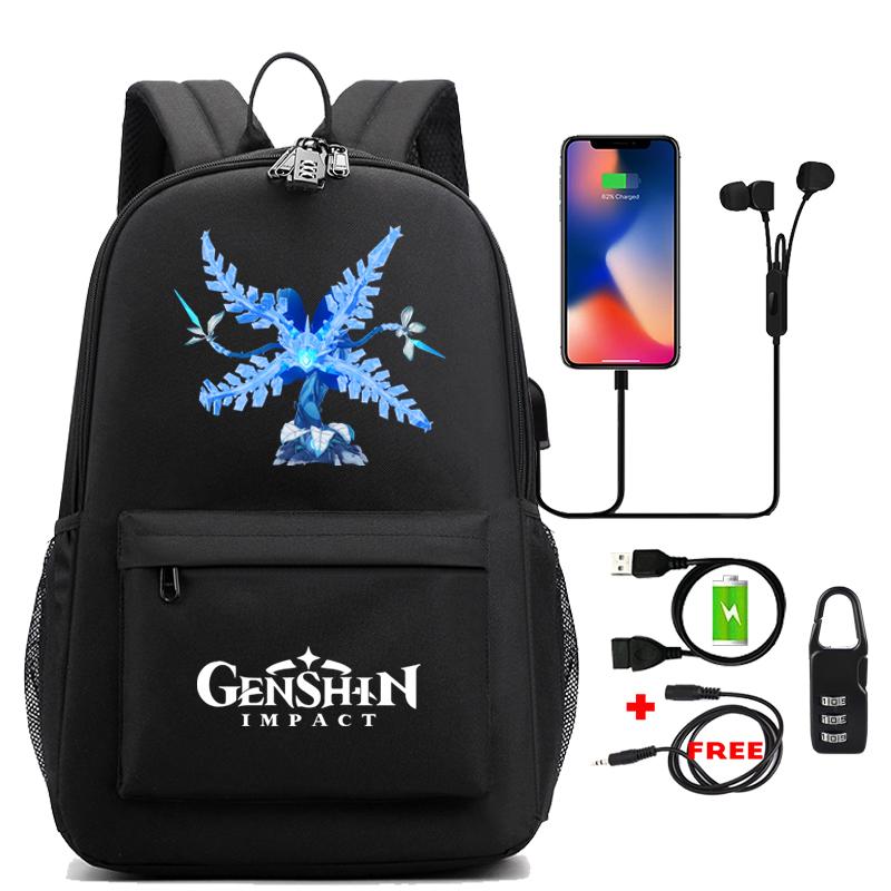 Anime Game Usb Charging Travel Backpack Students Large Capacity Bookbag for Boy Girl Printed Canvas Backpack School Bag Kids Gifts