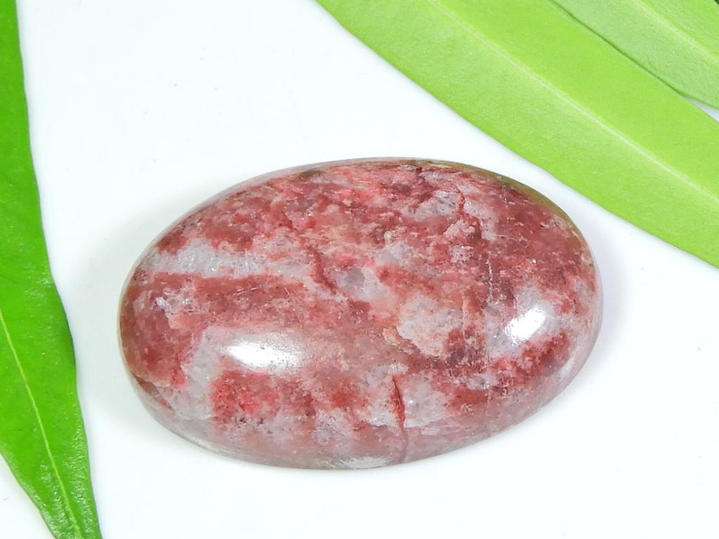 21X33X08 MM Natural African Thulite Oval Cabochon Pendent Gemstone SK-583