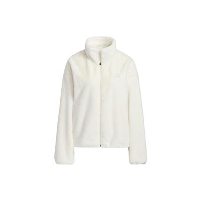 Giacca in pelliccia con logo ricamato sul retro, collo alto con zip, capispalla da donna bianco HM7102