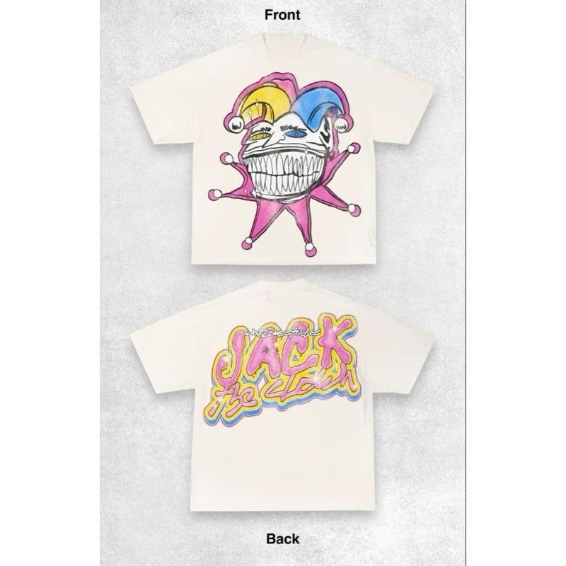 Gothic American Style Trendy Creative Graffiti Printed T-shirt for Men Pure Cotton Round Neck Harajuku Couple Short Sleeved Top