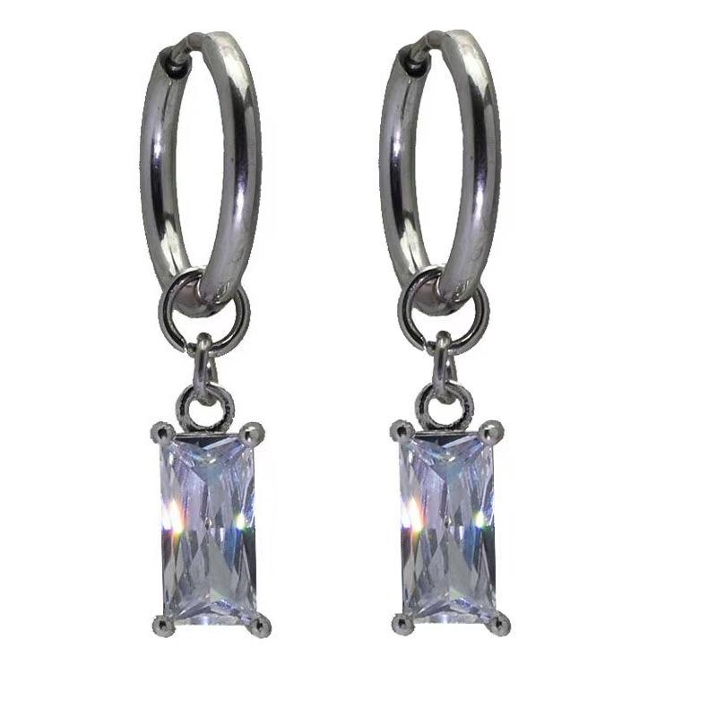 

Trend high-end black and white zircon earrings, studs, simple and fashionable earrings, earrings. белый