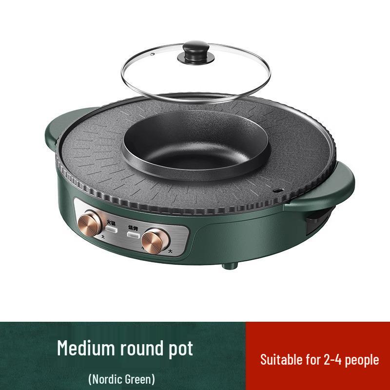 Korean Style Non-Stick Multifunctional Hot Pot and Smokeless Grill Combo