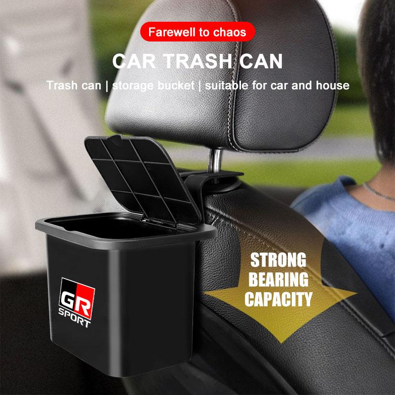 1Pcs Car Hanging Trash Bin Seat Back Storage Box Phone Holder Hook For Toyota GR Sport Gazoo Racing Yaris 86 Corolla Hilux Supra