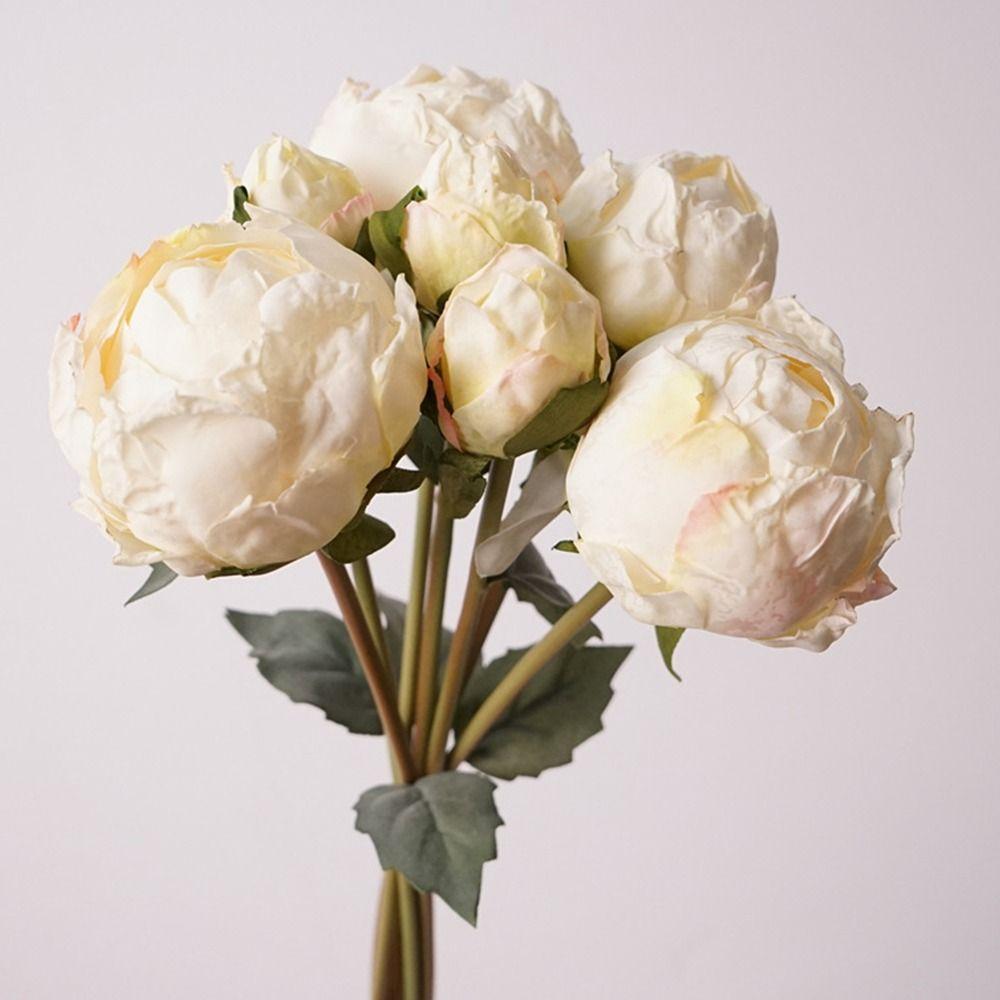 4 Flower 3 Buds Peony Artificial Flower Silk Petals Faux Flower Decorative Flower Home Decoration
