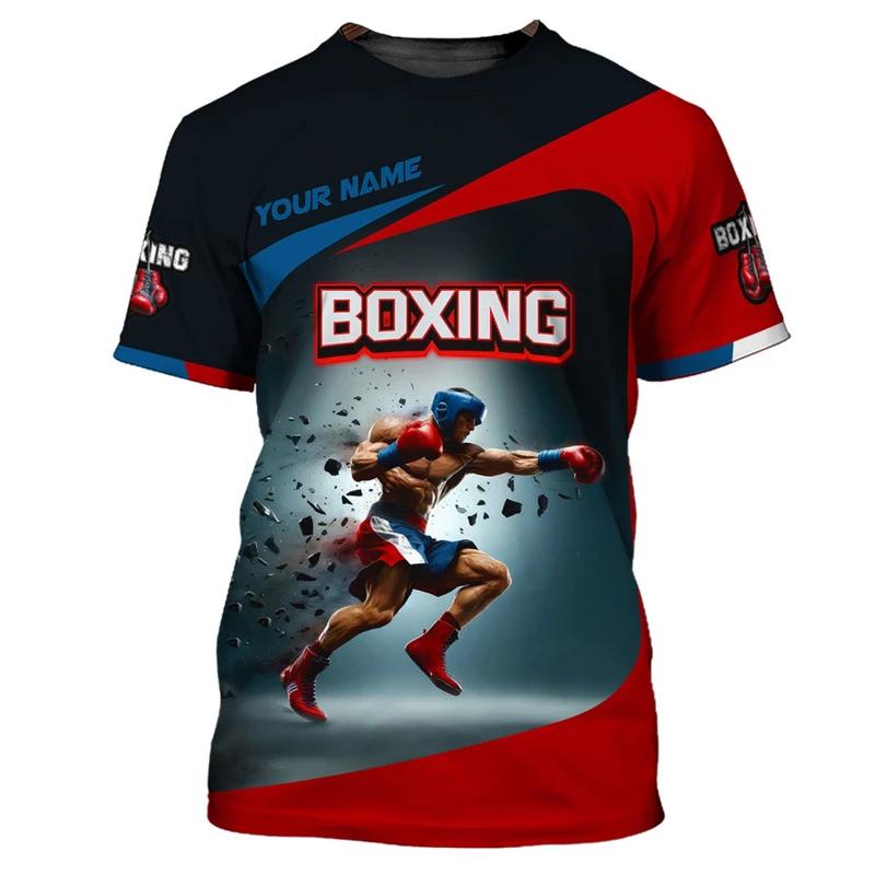 Boxing Series Men's Cool Fighting Pattern T-Shirt 3D Printed Personality Daily Leisure Fashion Sports Round Neck Short Sleeved T-shirt