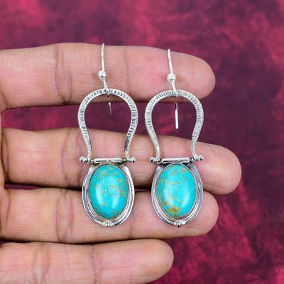 Boucles d'oreilles Turquoise d'Arizona Bijoux Pierre Précieuse, Boucles d'oreilles Argent Sterling Massif 925, Bijoux Faits Main Boucles d'oreilles Pierre de Naissance, Cadeau Pour Lui