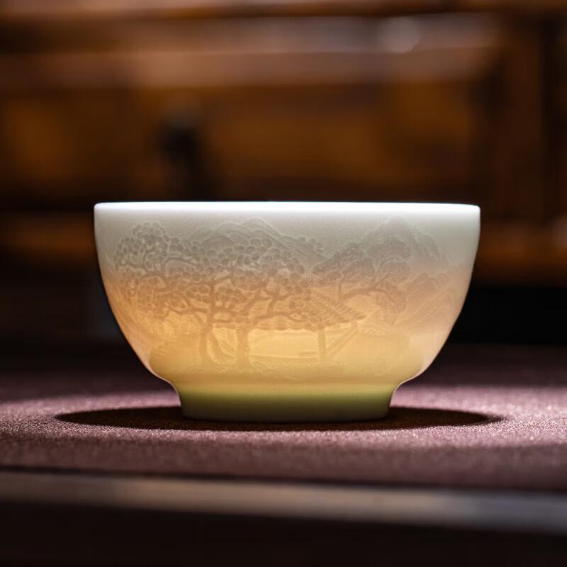 Jingdezhen Celadon Gold-Inlaid Ceramic Teacup