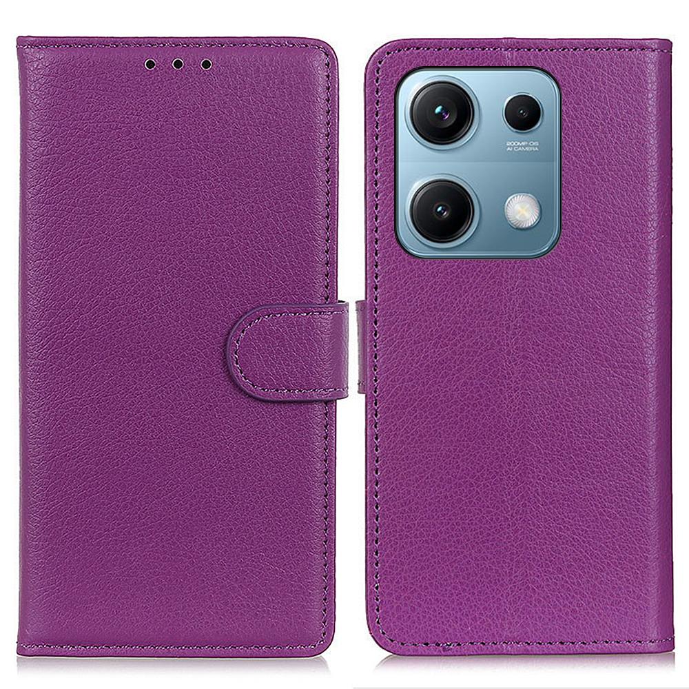 

For Xiaomi Redmi Note 14S 4G Wallet Case PU Leather Phone Cover Litchi Texture Purple