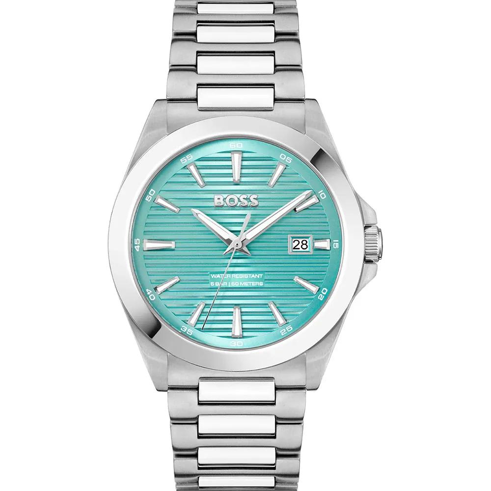 BOSS Strike Turquoise Silver Stainless Steel Men s Quartz Watch 1514171 бирюзовый