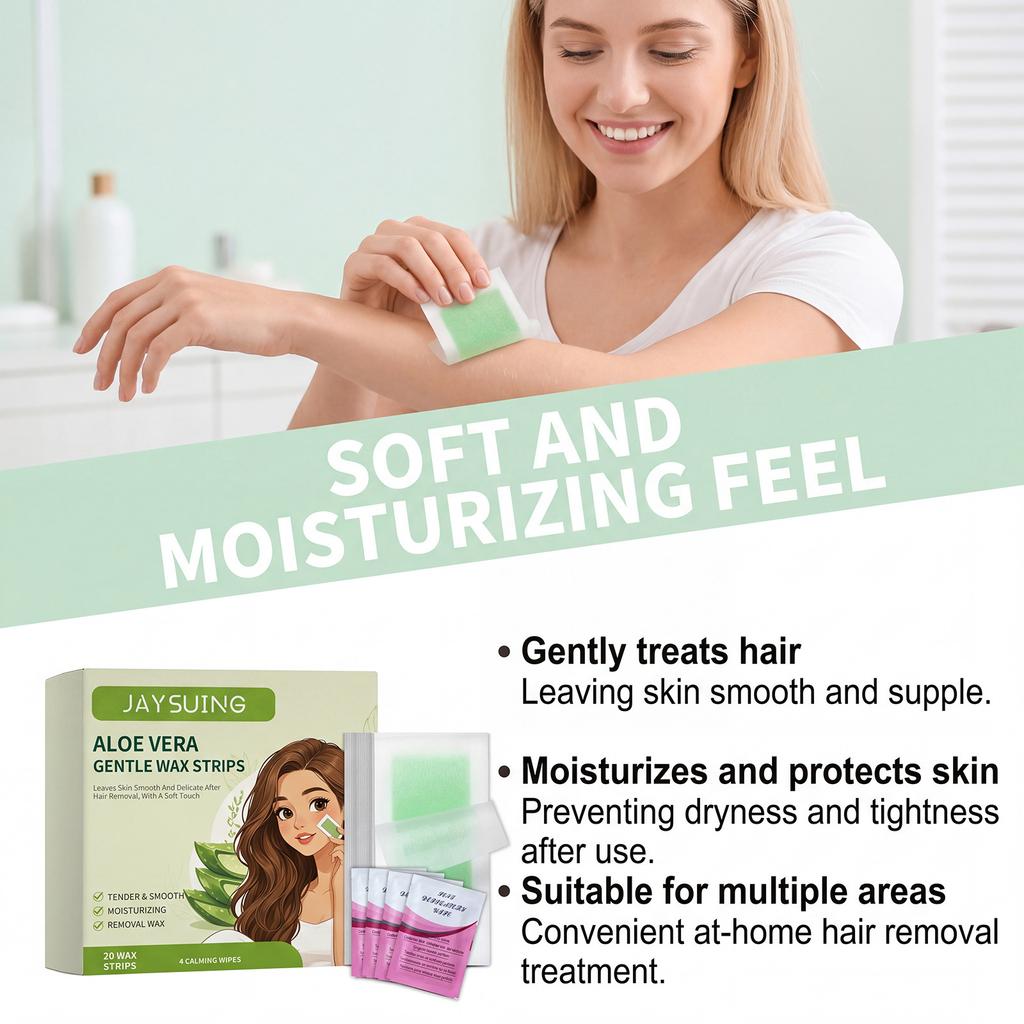Hair Removal Wax Strips For Sensitive Skin Plant Based Formula With Calming Effect