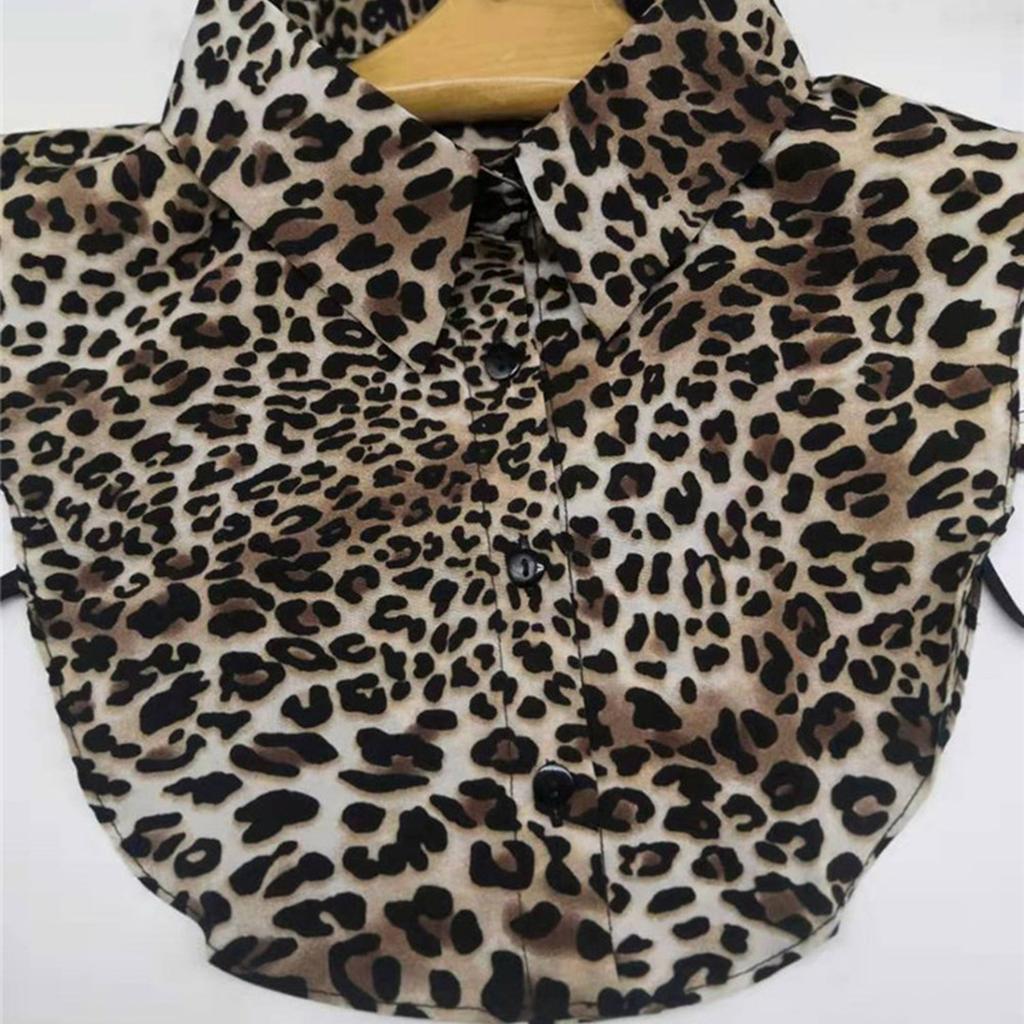 Women's Detachable Faux Collar Insert Leopard Snakeskin Print Half Shirt Blouse Lapel False Collar Decorative Favor