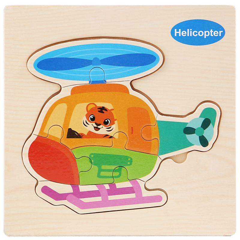 Wooden Cartoon Animal & Transport Puzzle for Toddlers, Educational Toy for Ages 2-3