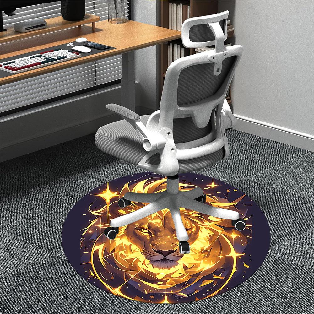 

1pc Lion Flame Office Round Area Rug, Under Office Chairs Bedroom Living Room Home Decor, Room Deco 80cm