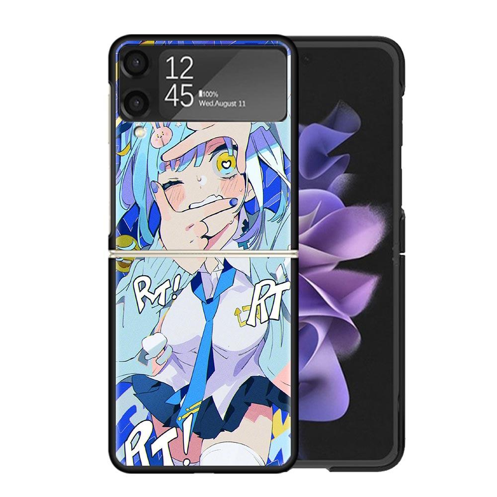 Cute Anime Girl INS Clear Phone Case For Samsung Z Flip 7 6 5 4 3 Galaxy ZFlip7 ZFlip6 ZFlip5 ZFlip4 ZFlip3 5G Print Cover Z Fli