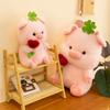 New flower holding pig plush doll cute children's accompanying doll office ornament small pink pig cloth doll