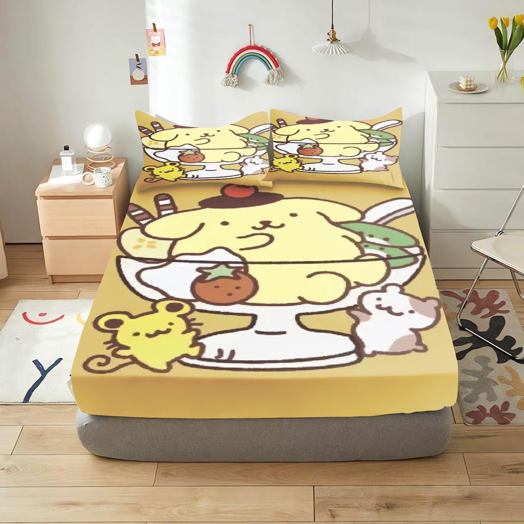 Pudding Dog Fitted Sheet Children, Sanrio Cartoon Coverage, Baby Teenager Sheets Cover, Elastic Bedding, Cute Digital Printing