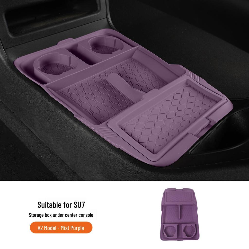 Soft Rubber Organizer for Xiaomi SU7 Console Storage Compartment, Car Interior Accessories