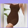 Sexy Girl Slip Dress With Spaghetti Straps And Ruffled Bodycon For Party And Casual Wear