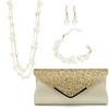 Creative Sparkly Pearl Necklace and Earrings Set , High - Grade Banquet Jewelry 4 - Piece Set