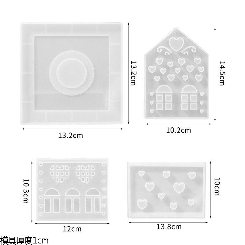 

1set Silicone Mold Set for 3D House Candle Holders-Handmade Resin,Plaster,and Polymer Clay Casting Molds for DIY Home Decoration