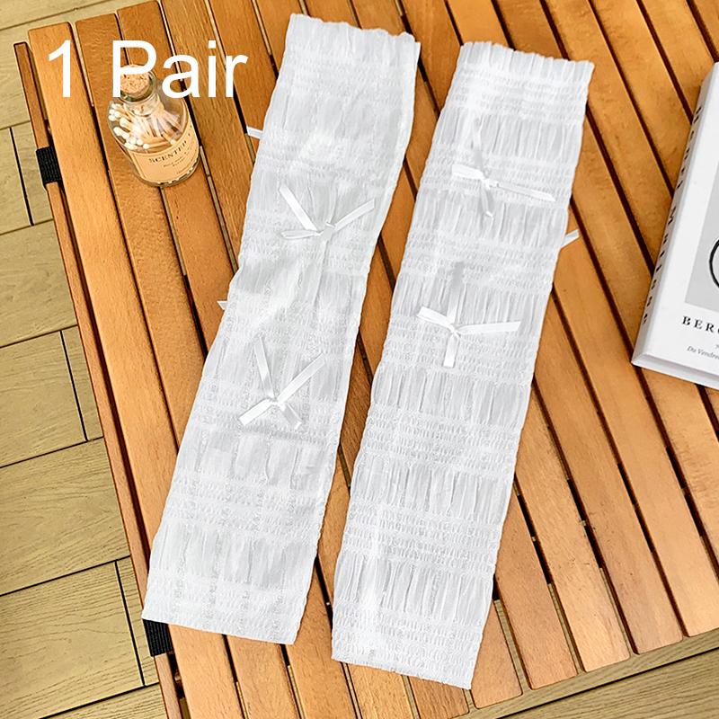 1 Pair Fashion Sunscreen Sleeves Ice Silk Oversleeves Ballet Style Bowknot Girls Heart