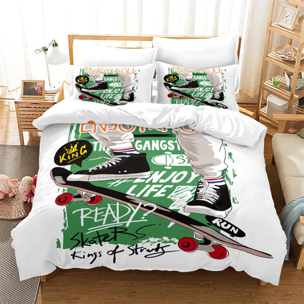 Extreme Sports Game Skateboard Soft Duvet Cover Spaceman Comfortable Quilt Cover Carton Skateboard for Children Ten Boy for Bedrom Decoration